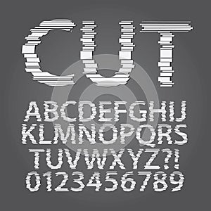 Horizontal Paper Cut Alphabet and Digit Vector