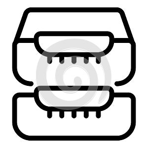 Horizontal paper tray icon outline vector. Documents desk container