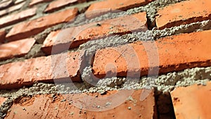 Close up view of Horizontal part of brick wall.