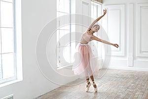 Horizontal photo of a dancing ballerina