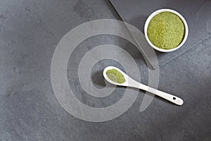 Horizontal photo of moringa powder moringa is considered to be superfood Moringa oleifera