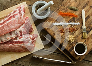 Raw Ribs with Baste, Herbs and Spices