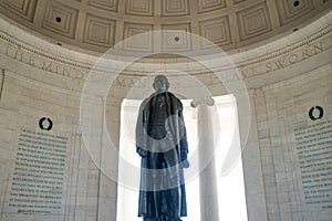 Statue of Thomas Jefferson in the Jefferson Memorial in Washington DC in the Summertime