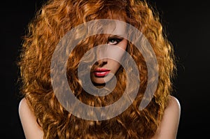 Horizontal portrait of woman with red hair
