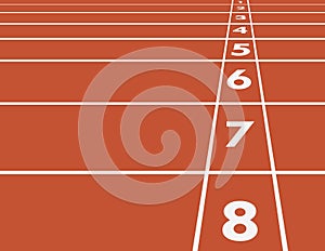 Horizontal racing track lines with numbers in the stadium for race competition from start position vector illustration