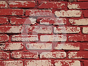 Horizontal red white bricks - wall background