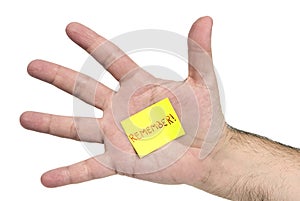 Horizontal REMEMBER Sticky Note In Hand