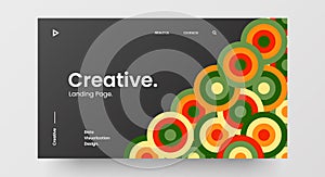 Horizontal responsive web design project layout. Abstract geometric pattern banner mock up. Landing page block vector template.