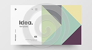 Horizontal responsive web design project layout. Abstract geometric pattern banner mock up. Landing page block vector template.