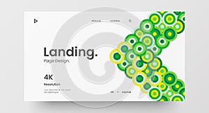 Horizontal responsive web design project layout. Abstract geometric pattern banner mock up. Landing page block vector template.