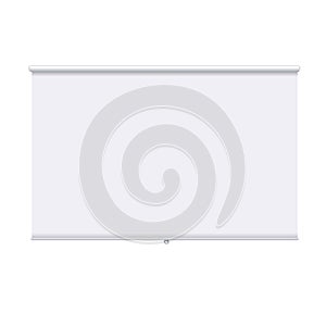 Horizontal roll up banner isolated on the white background. Design template of the projector screen. White roll up