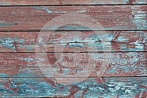 Horizontal rustic wood floor background pattern with cracks. Old grungy colorful wood background. Old weathered wooden