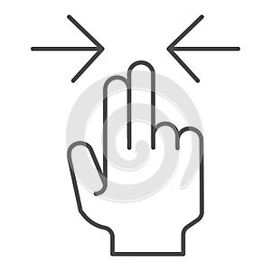 Horizontal scoll thin line icon. Two fingers scroll vector illustration isolated on white. Gesture outline style design