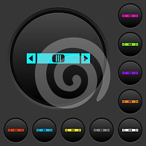 Horizontal scroll bar dark push buttons with color icons