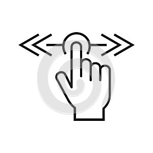Horizontal Scroll touch screen gesture vector, Scroll touch screen gesture icon. hand swipe icon, horizontal scroll, line symbol