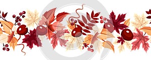 Horizontal seamless background with autumn leaves. Vector illustration.