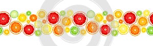 Horizontal seamless background with citrus fruits. Vector illustration.