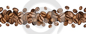 Horizontal seamless background with coffee beans.