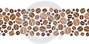Horizontal seamless background with coffee beans. Vector illustration.