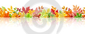 Horizontal seamless background with colorful autumn leaves. Vector eps-10.