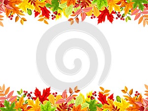 Horizontal seamless background with colorful autumn leaves. Vector illustration. photo