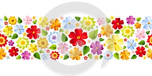 Horizontal seamless background with colorful flowe