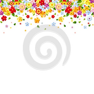 Horizontal seamless background with colorful flowers. Vector illustration.