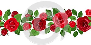 Horizontal seamless background with red roses.