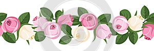 Horizontal seamless background with rose buds.