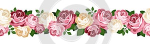 Horizontal seamless background with roses.