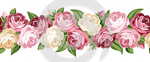 Horizontal seamless background with roses.