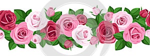 Vector horizontal seamless background with roses.