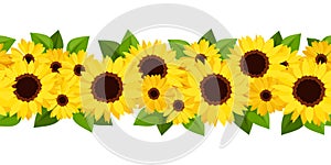 Horizontal seamless background with sunflowers and