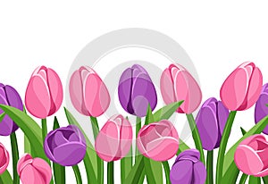 Horizontal seamless background with tulips.