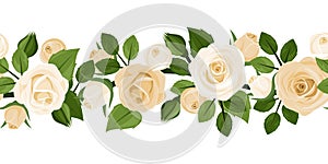 Horizontal seamless background with white roses.