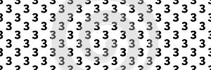 horizontal seamless black number three pattern background on white