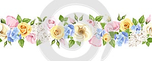 Horizontal seamless garland with colorful flowers. Vector illustration. photo