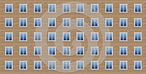 Seamless pattern of blue window frames on brown background.