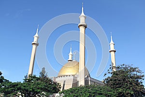 Horizontal shot of the Abuja National Mosque in the capital of Nigeria on a clear day