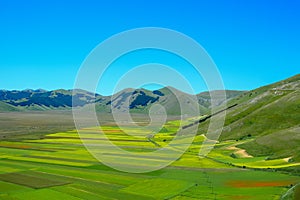 Horizontal shot of the beautiful view of Monti Sibillini National Park in Italy's Apennine mountains