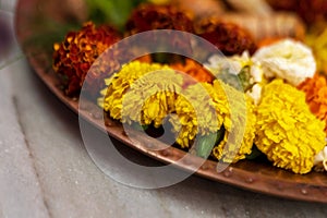 Horizontal Shot Of Durga Puja Thali