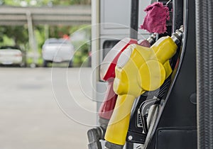 Horizontal shot of some fuel pumps