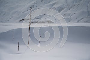 Horizontal shot of Spiti Valley, Kaza in winter