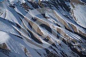 Horizontal shot of Spiti Valley, Kaza in winter