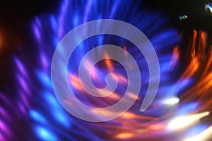 Horizontal shot of staggered and refracted light layers-vortex light effects