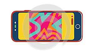 Horizontal Smartphone with Abstract Broken Screen, vector design Generative AI