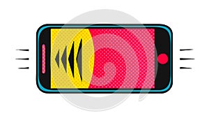 Horizontal Smartphone with Dynamic Sound Wave Screen, vector design Generative AI
