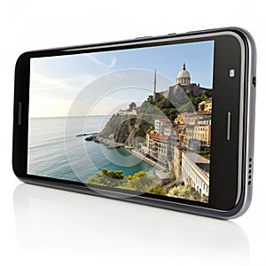 Horizontal Smartphone isolated on white background