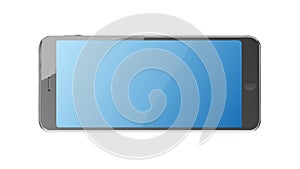 Horizontal Smartphone with Vibrant Blue Screen, vector design Generative AI