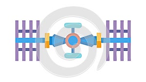 Horizontal Space Station Module Icon, Interplanetary Habitation, vector design Generative AI photo
